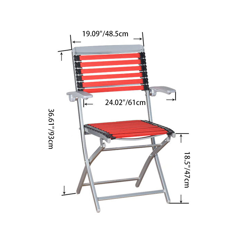 Contemporary Simplicity Square Double Layered Woven Rubber Alloy Frame Foldable Dining Chair Backrest Armrest For Dining Room