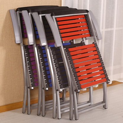 Contemporary Simplicity Square Double Layered Woven Rubber Alloy Frame Foldable Dining Chair Backrest Armrest For Dining Room