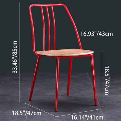 Contemporary Scandinavian Square Solid Wood Iron Legs Dining Chair Backrest For Dining Room