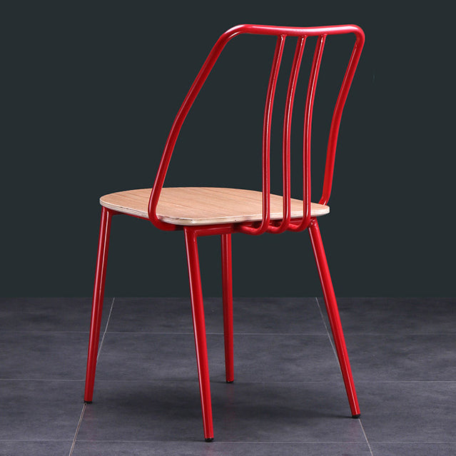 Contemporary Scandinavian Square Solid Wood Iron Legs Dining Chair Backrest For Dining Room