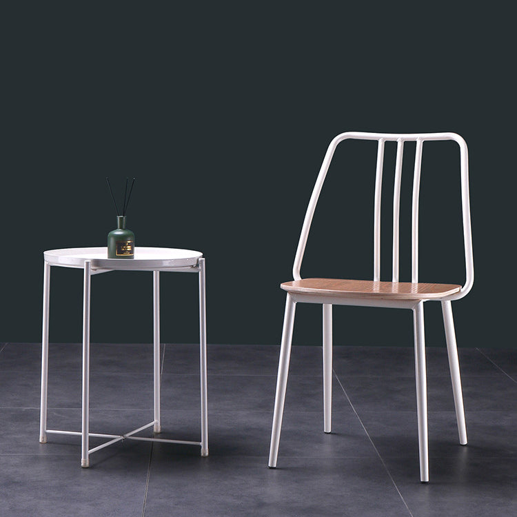 Contemporary Scandinavian Square Solid Wood Iron Legs Dining Chair Backrest For Dining Room
