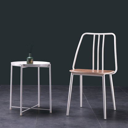 Contemporary Scandinavian Square Solid Wood Iron Legs Dining Chair Backrest For Dining Room