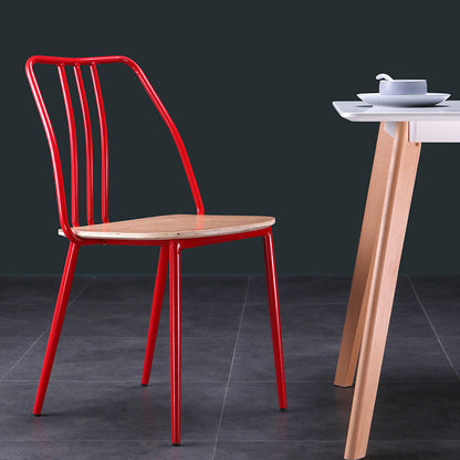 Contemporary Scandinavian Square Solid Wood Iron Legs Dining Chair Backrest For Dining Room