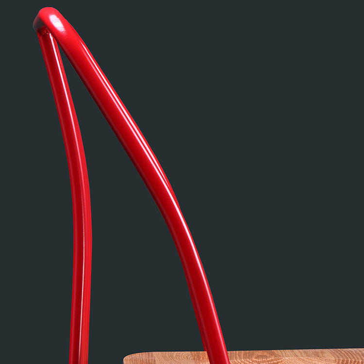 Contemporary Scandinavian Square Solid Wood Iron Legs Dining Chair Backrest For Dining Room