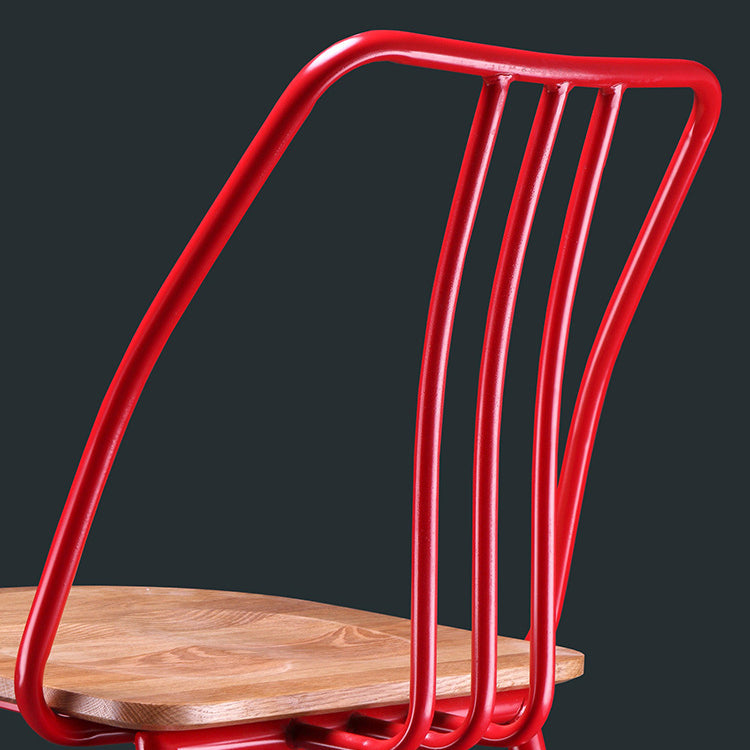 Contemporary Scandinavian Square Solid Wood Iron Legs Dining Chair Backrest For Dining Room