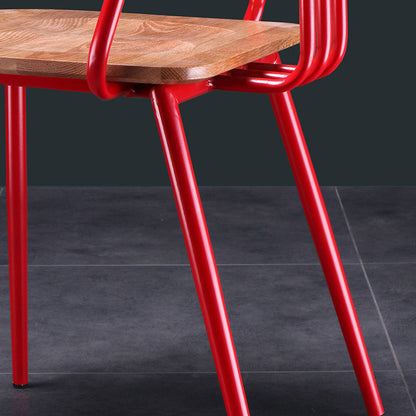 Contemporary Scandinavian Square Solid Wood Iron Legs Dining Chair Backrest For Dining Room