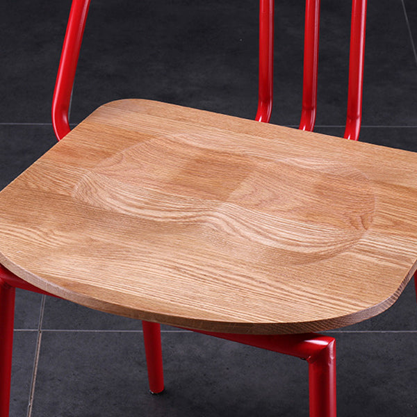 Contemporary Scandinavian Square Solid Wood Iron Legs Dining Chair Backrest For Dining Room