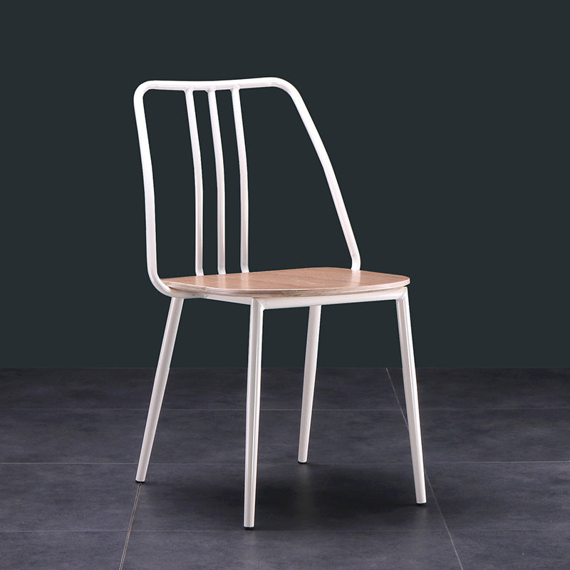 Contemporary Scandinavian Square Solid Wood Iron Legs Dining Chair Backrest For Dining Room