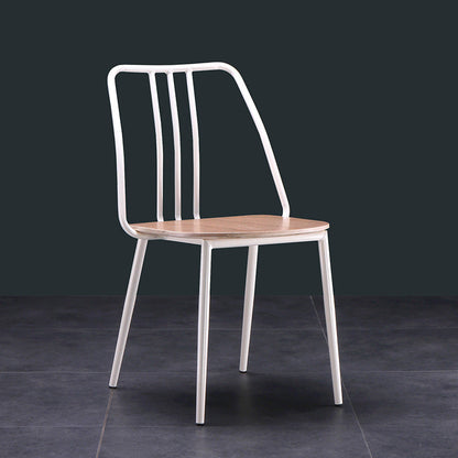 Contemporary Scandinavian Square Solid Wood Iron Legs Dining Chair Backrest For Dining Room