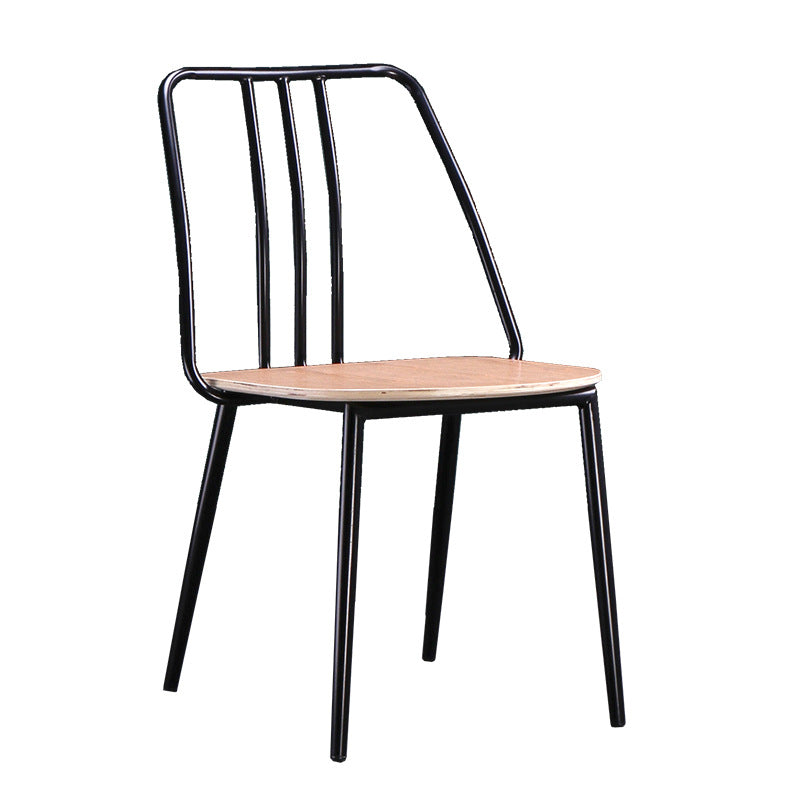 Contemporary Scandinavian Square Solid Wood Iron Legs Dining Chair Backrest For Dining Room
