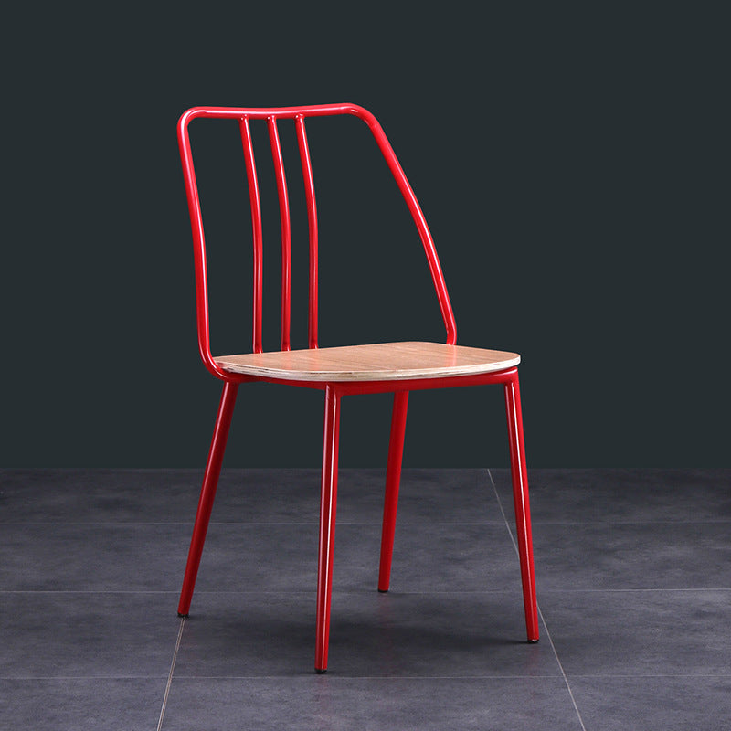 Contemporary Scandinavian Square Solid Wood Iron Legs Dining Chair Backrest For Dining Room