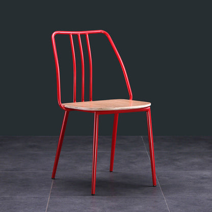 Contemporary Scandinavian Square Solid Wood Iron Legs Dining Chair Backrest For Dining Room