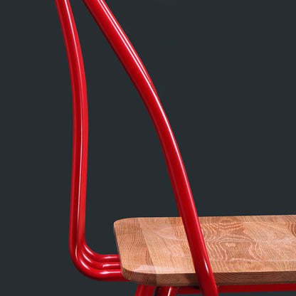 Contemporary Scandinavian Square Solid Wood Iron Legs Dining Chair Backrest For Dining Room