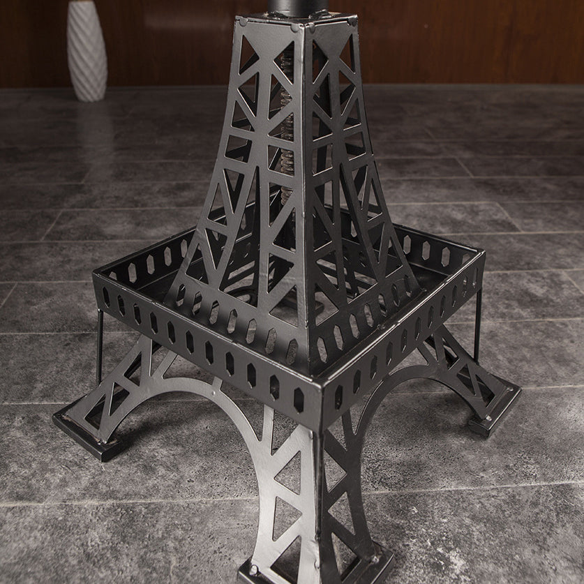 Contemporary Creative Round Solid Wood Iron Eiffel Tower Design Height Adjustable Swivel Bar Stool Footrest For Dining Room