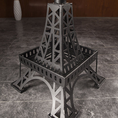 Contemporary Creative Round Solid Wood Iron Eiffel Tower Design Height Adjustable Swivel Bar Stool Footrest For Dining Room