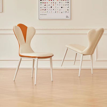 Contemporary Scandinavian Microfiber Leather Carbon Steel Vanity Stool Curved Backrest For Bedroom