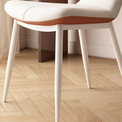 Contemporary Scandinavian Microfiber Leather Carbon Steel Vanity Stool Curved Backrest For Bedroom