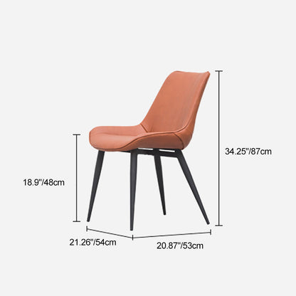 Contemporary Luxury Square Striped Faux Leather Upholstered Metal Legs Dining Chair Backrest For Dining Room