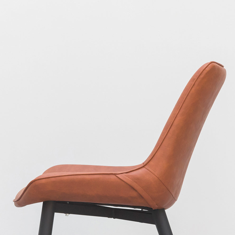 Contemporary Luxury Square Striped Faux Leather Upholstered Metal Legs Dining Chair Backrest For Dining Room