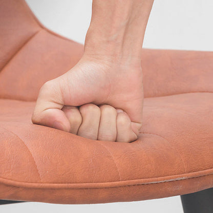 Contemporary Luxury Square Striped Faux Leather Upholstered Metal Legs Dining Chair Backrest For Dining Room