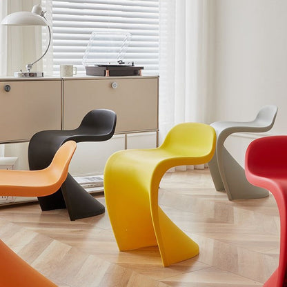 Contemporary Creative Arc Plastic Stackable Vanity Stool Low Back For Bedroom