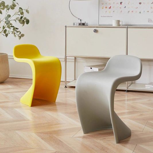 Contemporary Creative Arc Plastic Stackable Vanity Stool Low Back For Bedroom