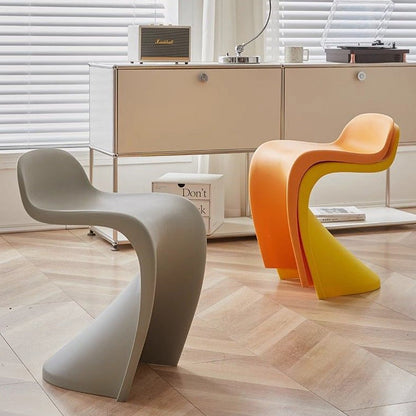 Contemporary Creative Arc Plastic Stackable Vanity Stool Low Back For Bedroom