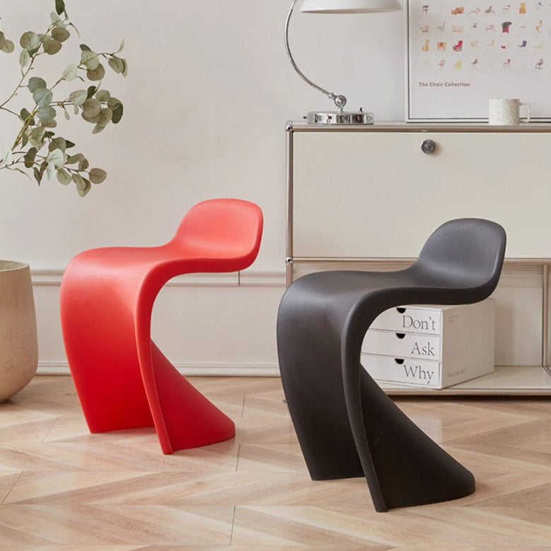 Contemporary Creative Arc Plastic Stackable Vanity Stool Low Back For Bedroom