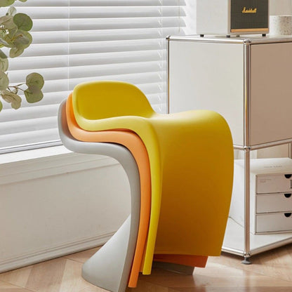 Contemporary Creative Arc Plastic Stackable Vanity Stool Low Back For Bedroom