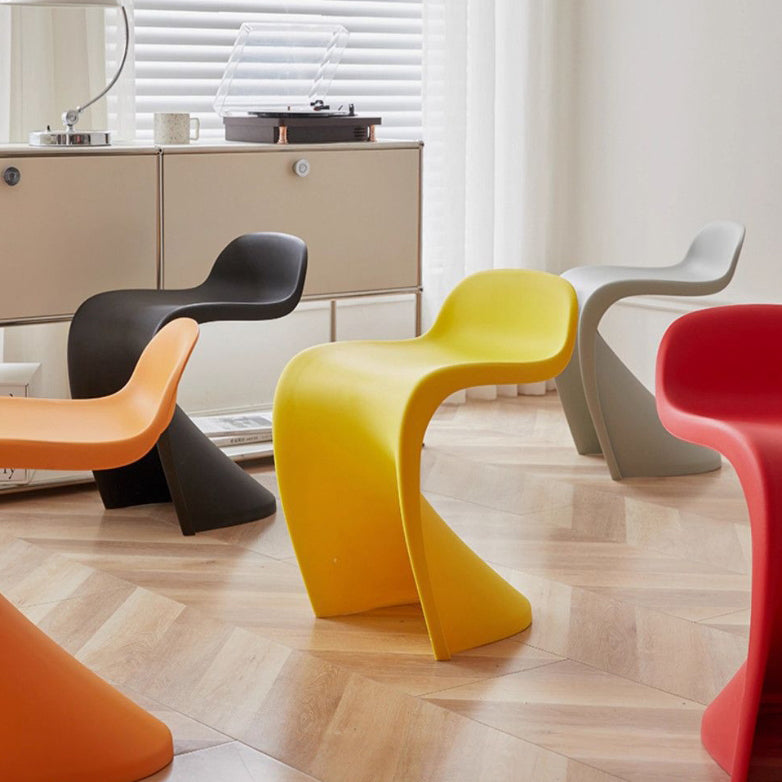 Contemporary Creative Arc Plastic Stackable Vanity Stool Low Back For Bedroom