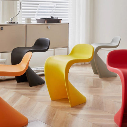 Contemporary Creative Arc Plastic Stackable Vanity Stool Low Back For Bedroom