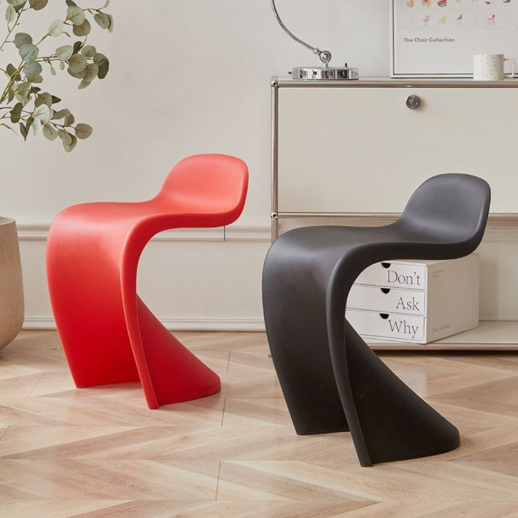 Contemporary Creative Arc Plastic Stackable Vanity Stool Low Back For Bedroom