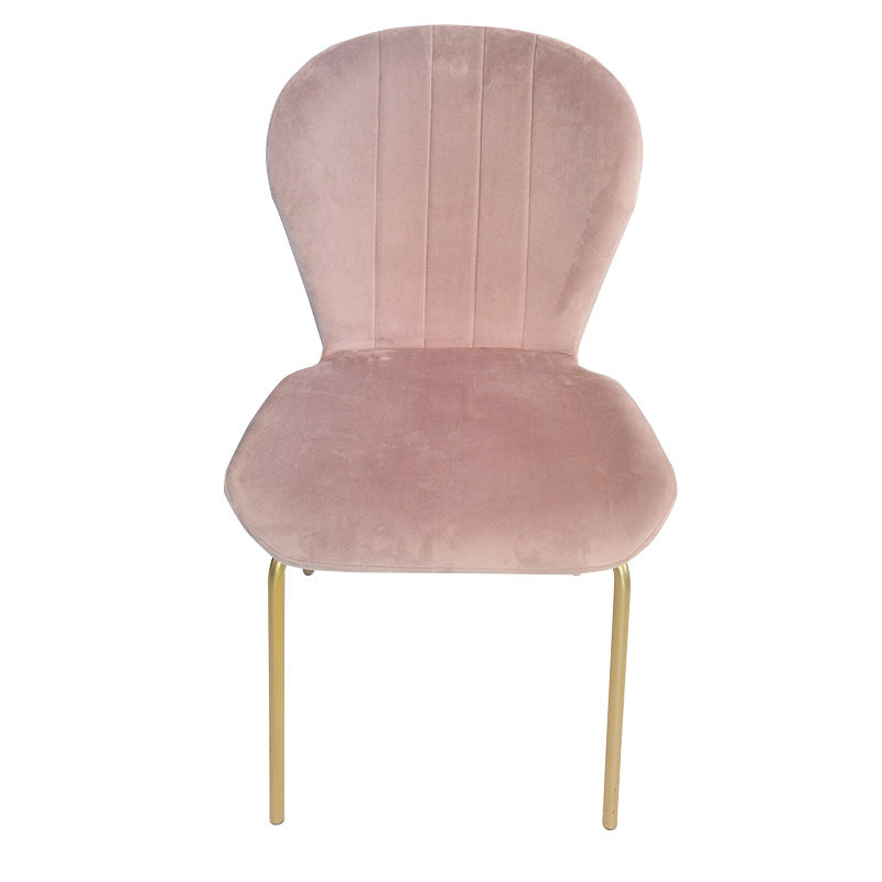 Contemporary Simplicity Curved Velvet Iron Legs Dining Chair Backrest For Dining Room