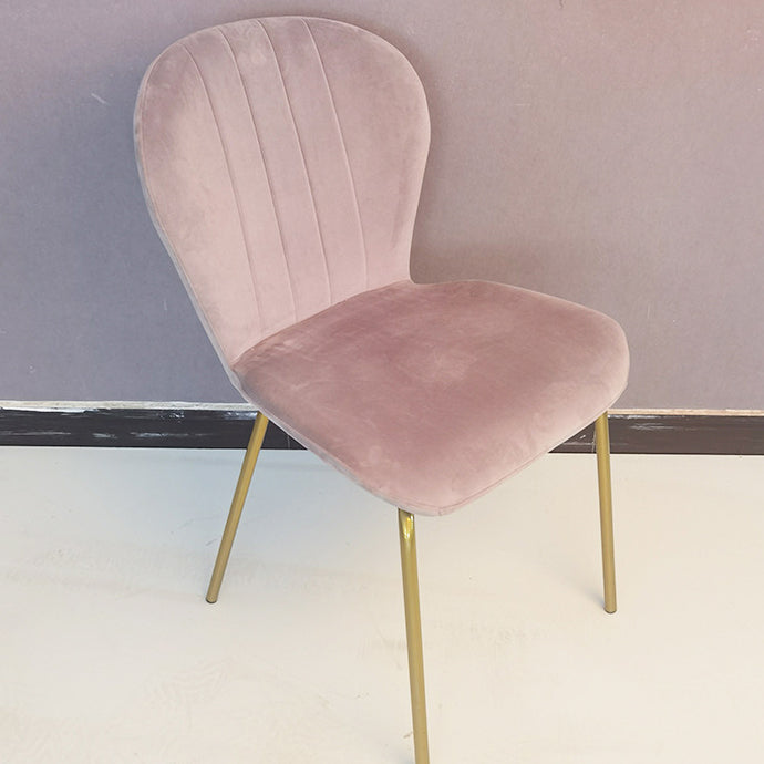 Contemporary Simplicity Curved Velvet Iron Legs Dining Chair Backrest For Dining Room