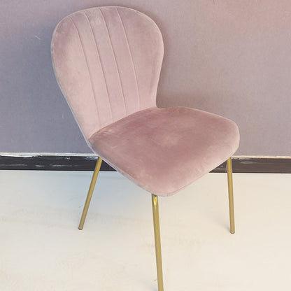 Contemporary Simplicity Curved Velvet Iron Legs Dining Chair Backrest For Dining Room