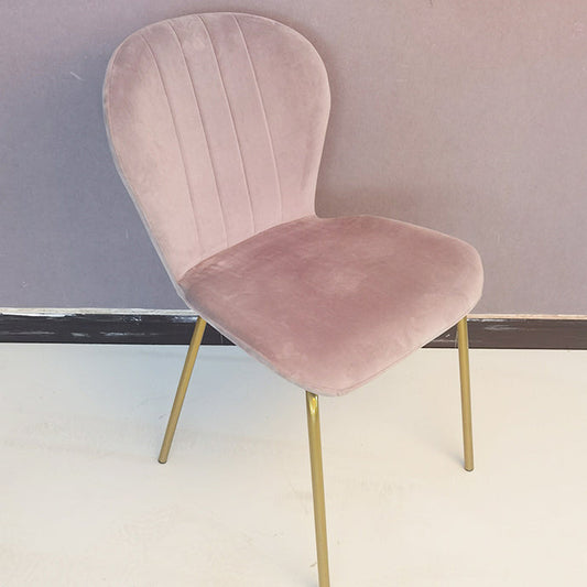 Contemporary Simplicity Curved Velvet Iron Legs Dining Chair Backrest For Dining Room