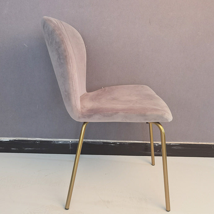 Contemporary Simplicity Curved Velvet Iron Legs Dining Chair Backrest For Dining Room