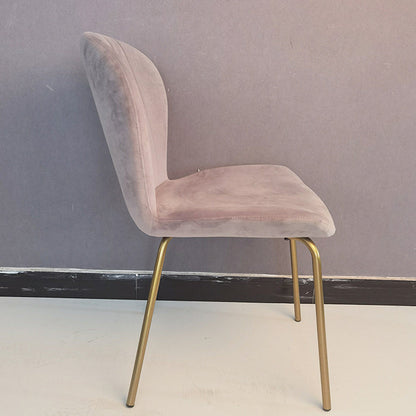 Contemporary Simplicity Curved Velvet Iron Legs Dining Chair Backrest For Dining Room