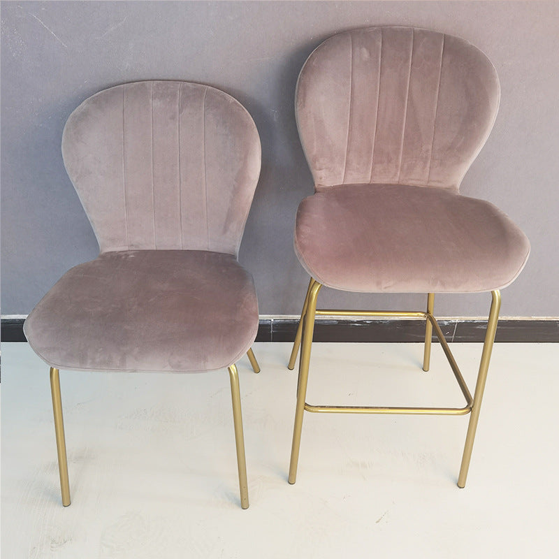 Contemporary Simplicity Curved Velvet Iron Legs Dining Chair Backrest For Dining Room