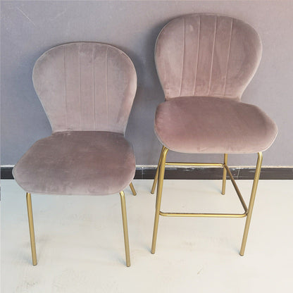 Contemporary Simplicity Curved Velvet Iron Legs Dining Chair Backrest For Dining Room