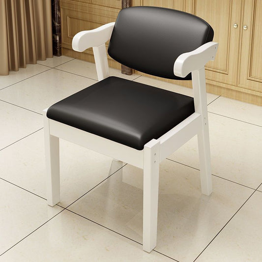 Contemporary Simplicity Square Fabric Faux Leather Upholstered Solid Wood Dining Chair Backrest For Dining Room