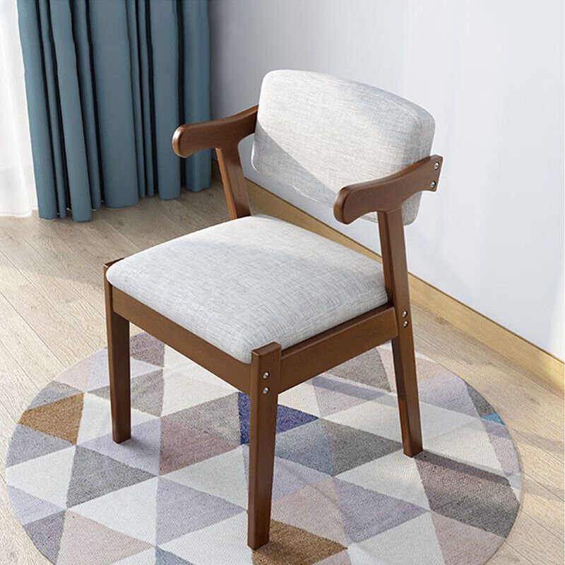 Contemporary Simplicity Square Fabric Faux Leather Upholstered Solid Wood Dining Chair Backrest For Dining Room