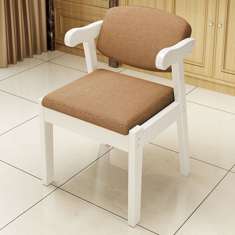 Contemporary Simplicity Square Fabric Faux Leather Upholstered Solid Wood Dining Chair Backrest For Dining Room