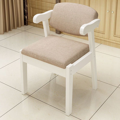 Contemporary Simplicity Square Fabric Faux Leather Upholstered Solid Wood Dining Chair Backrest For Dining Room