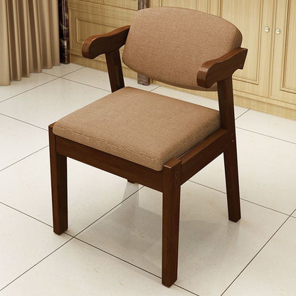Contemporary Simplicity Square Fabric Faux Leather Upholstered Solid Wood Dining Chair Backrest For Dining Room