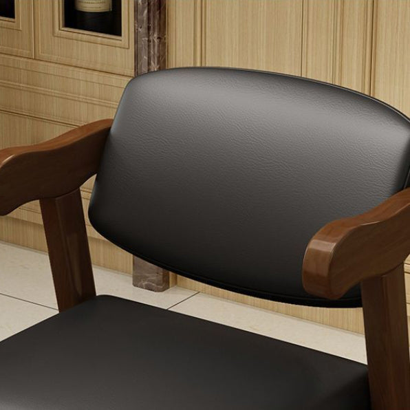 Contemporary Simplicity Square Fabric Faux Leather Upholstered Solid Wood Dining Chair Backrest For Dining Room