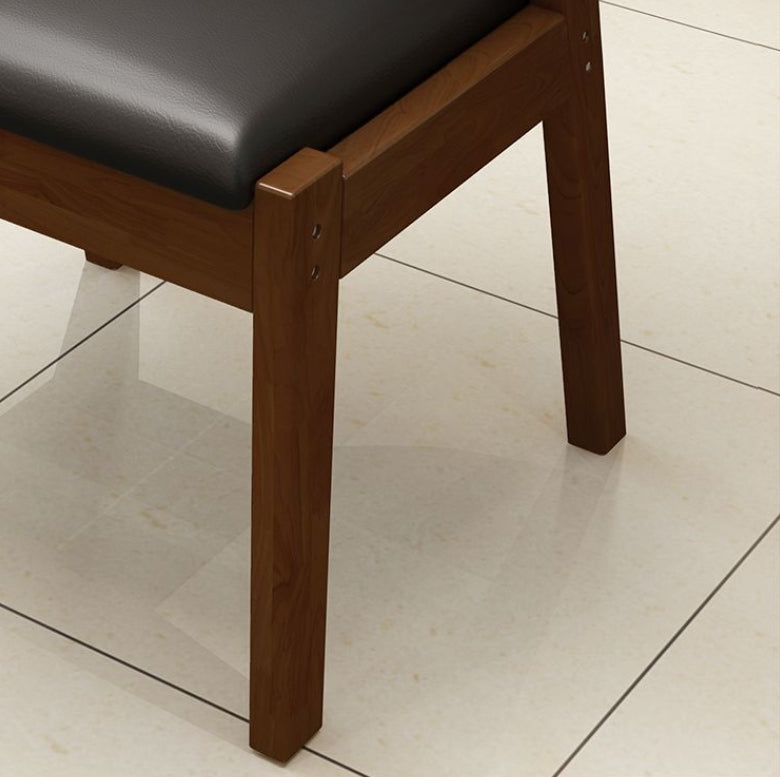 Contemporary Simplicity Square Fabric Faux Leather Upholstered Solid Wood Dining Chair Backrest For Dining Room