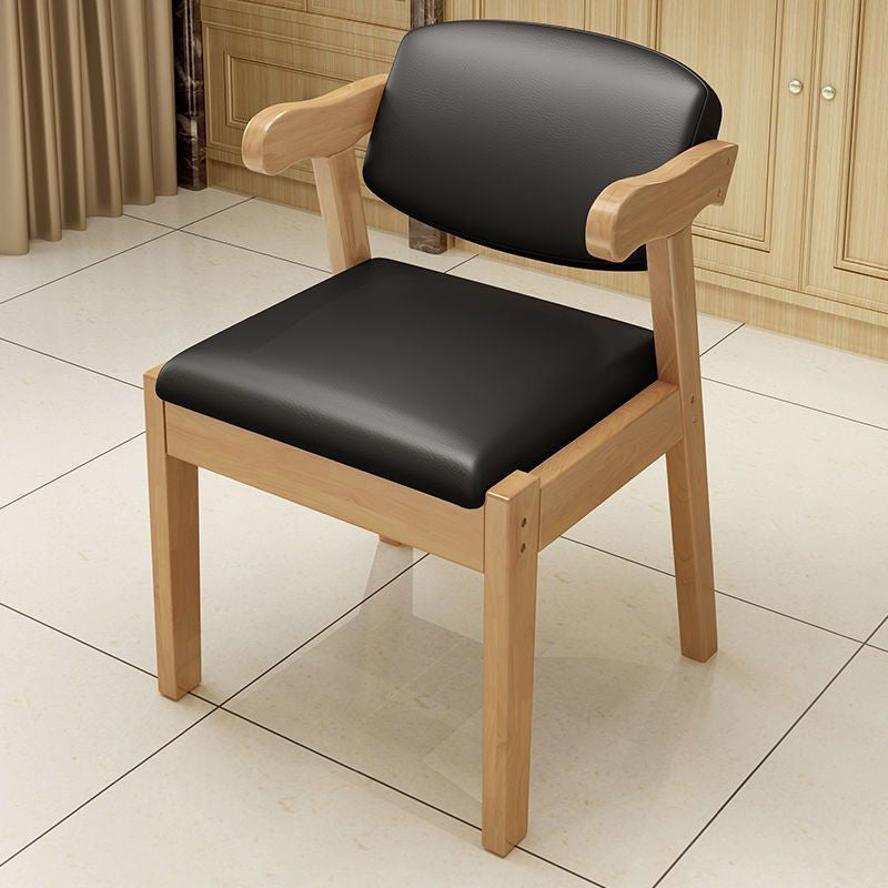 Contemporary Simplicity Square Fabric Faux Leather Upholstered Solid Wood Dining Chair Backrest For Dining Room