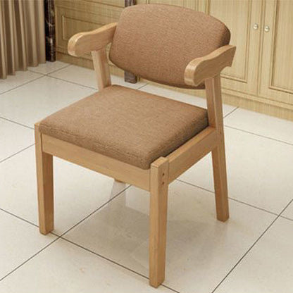 Contemporary Simplicity Square Fabric Faux Leather Upholstered Solid Wood Dining Chair Backrest For Dining Room