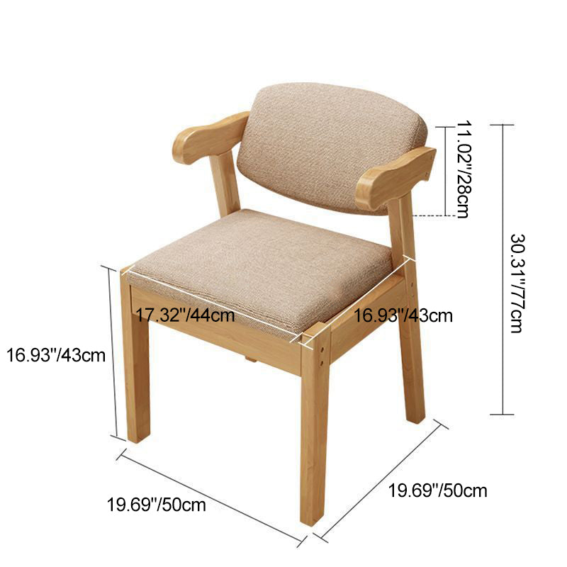 Contemporary Simplicity Square Fabric Faux Leather Upholstered Solid Wood Dining Chair Backrest For Dining Room